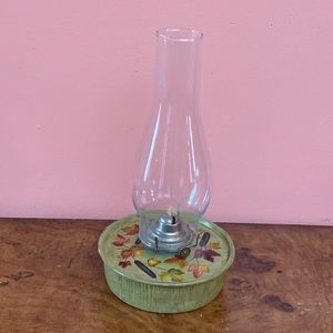 Vintage Round Lantern Hand Painted  Metal Lamp signed SWM.  Eagle Burner